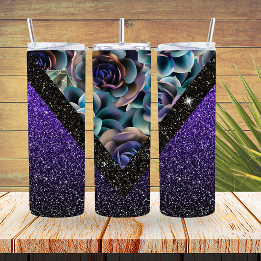 Vinyl Tumbler Wraps  - Purple Floral V Split- TW100398