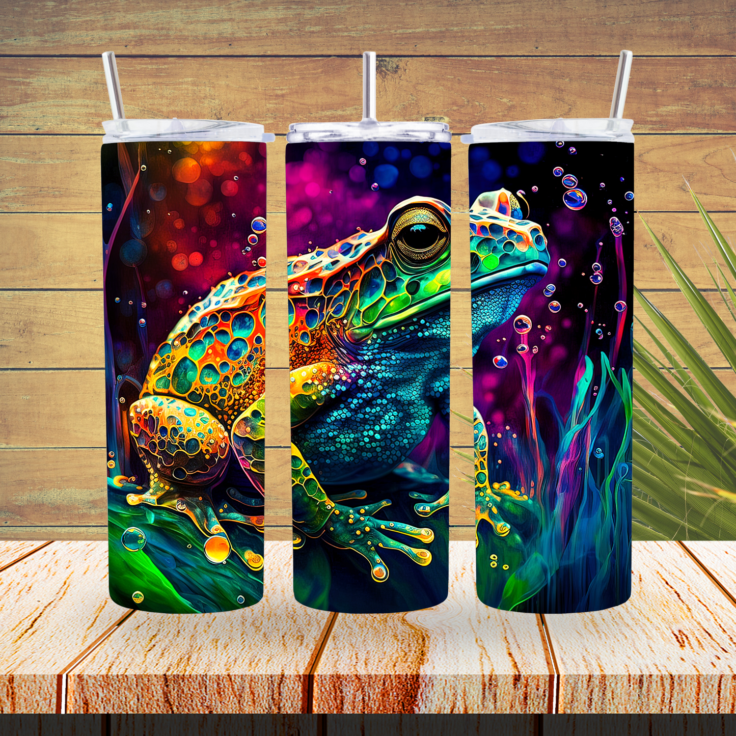 Ready to Use - Sublimation or Vinyl Tumbler Wraps  - Alcohol Ink Frog - TW100445