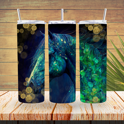 Ready to Use - Sublimation or Vinyl Tumbler Wraps  - Alcohol Ink Horse - TW100452