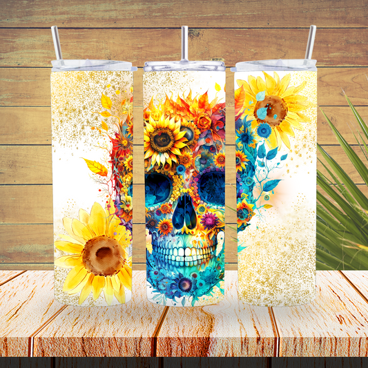 Ready to Use - Sublimation or Vinyl Tumbler Wraps  - Alcohol Ink Skulls - TW100453