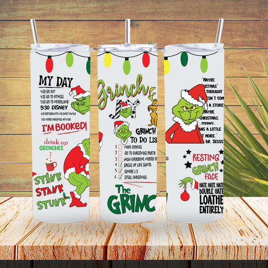 Ready to Use - Sublimation or Vinyl Tumbler Wraps  - Grinch Day - TW100632