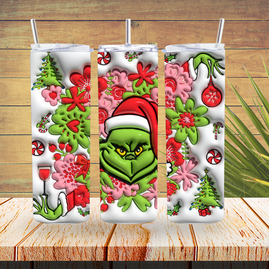 Ready to Use - Sublimation or Vinyl Tumbler Wraps  - 3D Grinch - TW100635