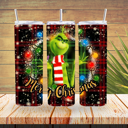 Ready to Use - Sublimation or Vinyl Tumbler Wraps  - Grinch Merry Christmas - TW100642