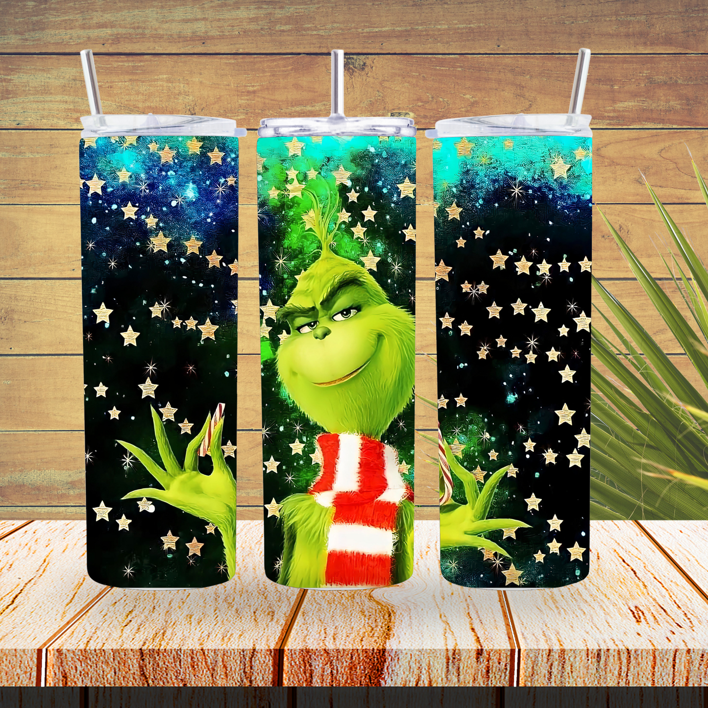 Ready to Use - Sublimation or Vinyl Tumbler Wraps  - Grinch Stars - TW100644