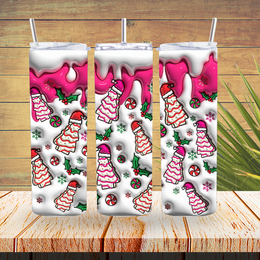 Vinyl Tumbler Wraps  - Pink Christmas Trees - TW100645