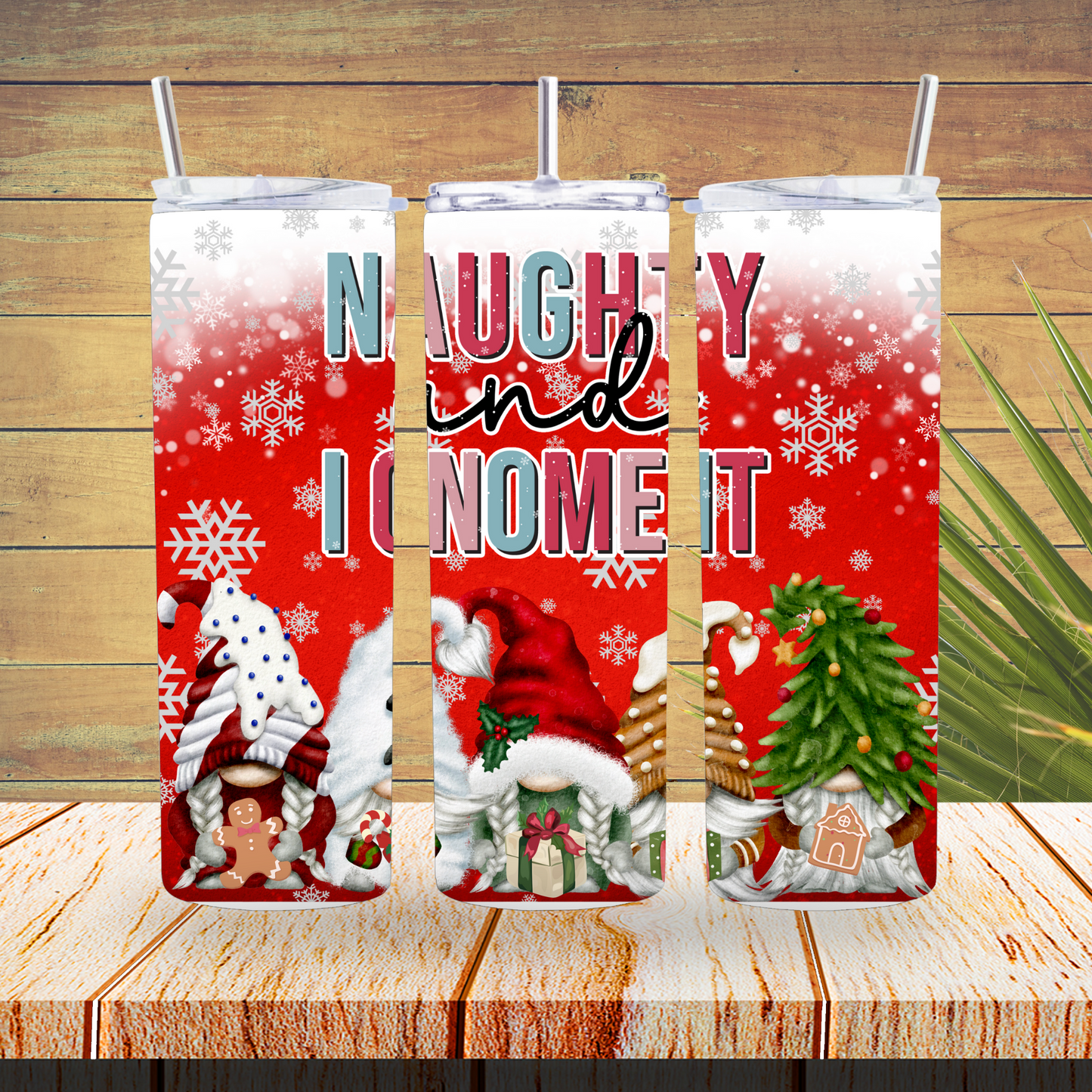 Ready to Use - Tumbler Wraps - Vinyl or Sublimation - Naughty Gnome - TW100669