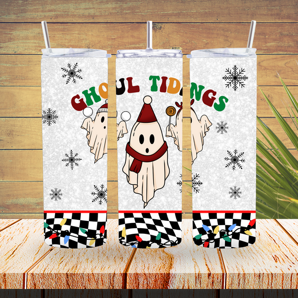 Ready to Use - Tumbler Wraps - Vinyl or Sublimation - Ghoul Tidings - TW100658