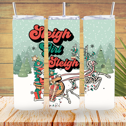 Ready to Use - Tumbler Wraps - Vinyl or Sublimation - Sleigh Girl - TW100901