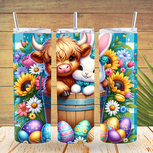 Ready to Use - Tumbler Wraps - Vinyl or Sublimation - Baby Heifer Easter - TW100696