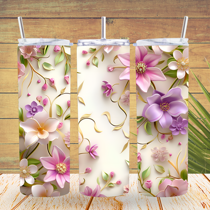 Ready to Use - Tumbler Wraps - Vinyl or Sublimation - Flowers - TW100694