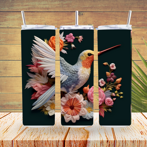Tumbler Wraps  - Embroidered Hummingbird - TW100132 - Cutey K Blanks