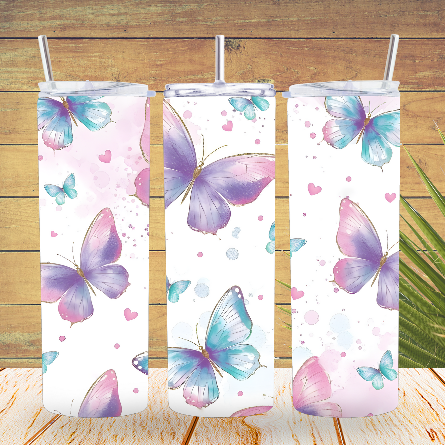 Ready to Use - Tumbler Wraps - Vinyl or Sublimation - Butterflies - TW100715