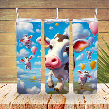 Ready to Use - Vinyl or Sublimation - Tumbler Wraps  - Flying Cow - TW100150