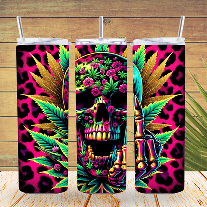 Ready to Use - Tumbler Wraps - Vinyl or Sublimation - Weed Skull - TW100738