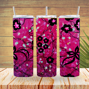Tumbler Wraps  - Pink and Black Lace - TW100152