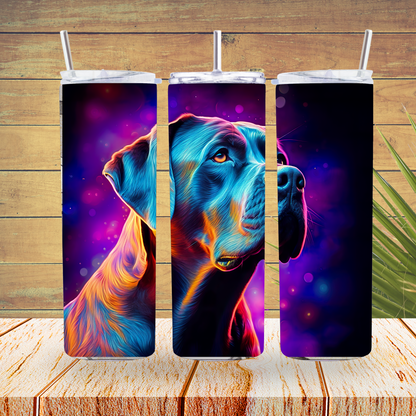 Ready to Use - Sublimation or Vinyl - Tumbler Wraps  -  Neon Doggy - TW100155