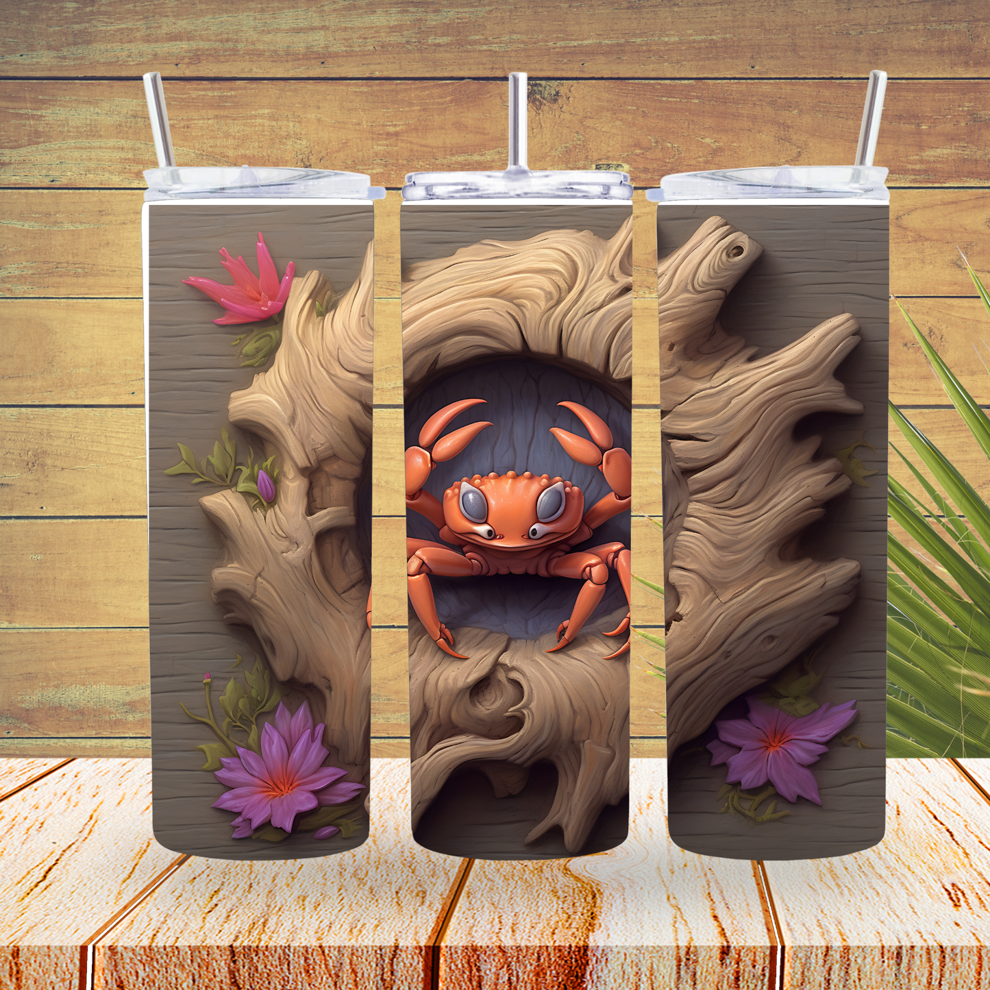 Ready to Use - Vinyl or Sublimation - Tumbler Wraps  -  3D Crab - TW100156