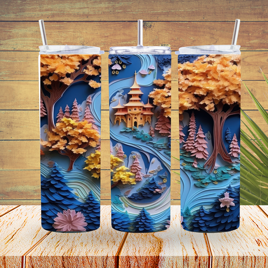 Ready to Use - Sublimation or Vinyl - Tumbler Wraps  -  Paper Landscape- TW100163