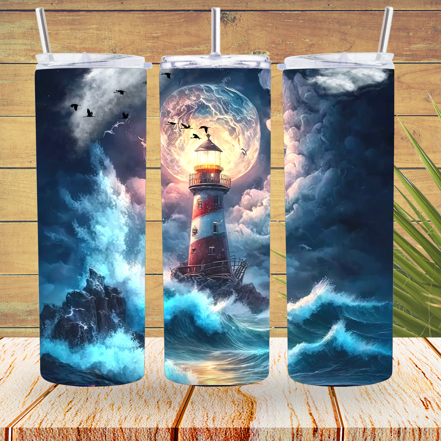 Ready to Use - Tumbler Wraps - Vinyl or Sublimation - Mystical Lighthouse - TW100780