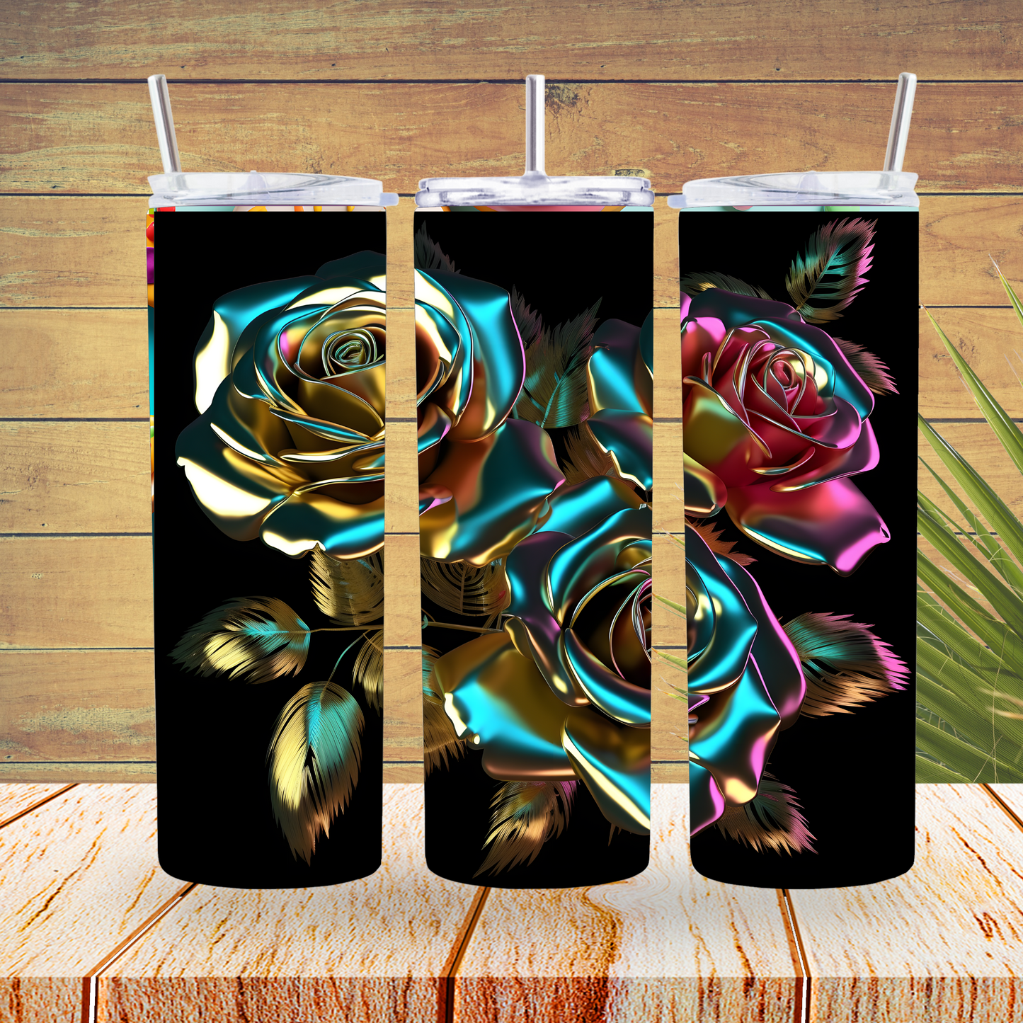 Ready to Use - Sublimation or Vinyl - Tumbler Wraps  - Metallic Rose - TW100180