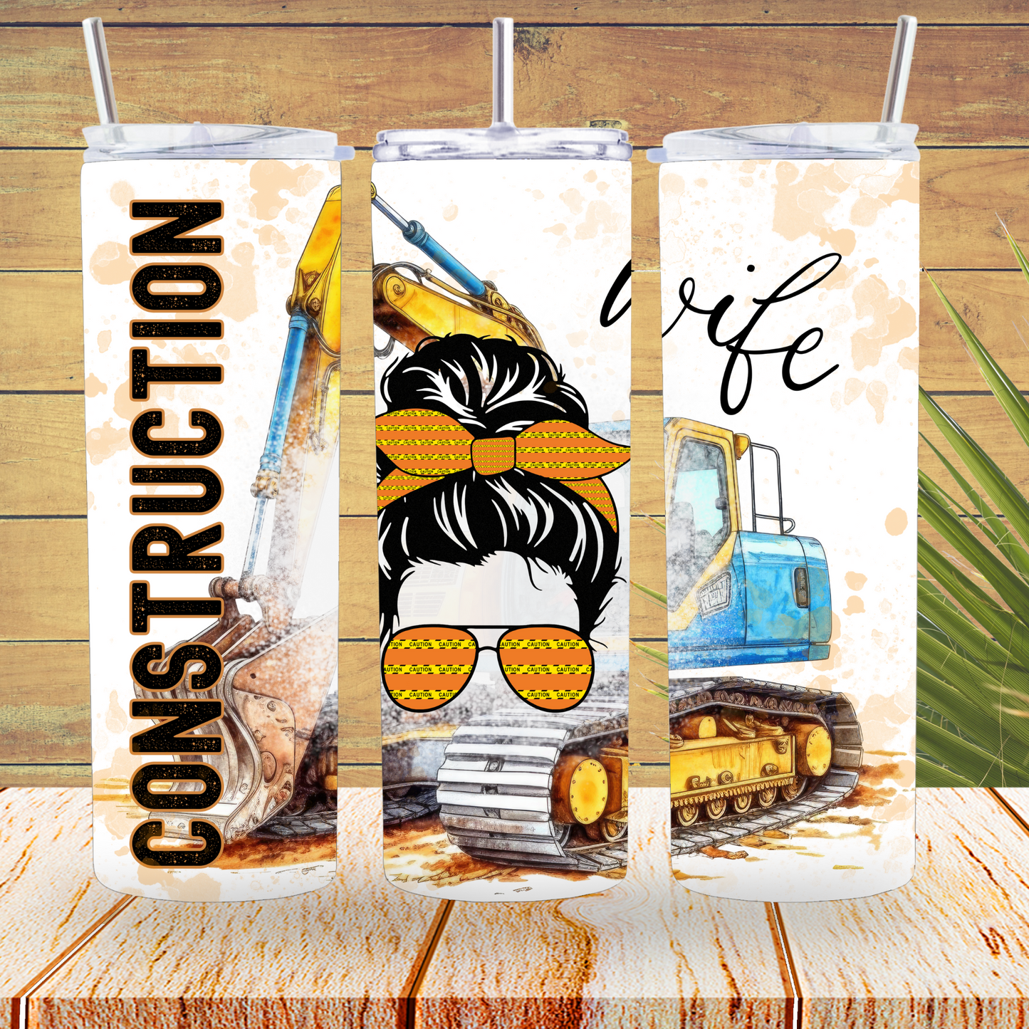 Ready to Use - Tumbler Wraps - Vinyl or Sublimation - Construction Wife - TW100860