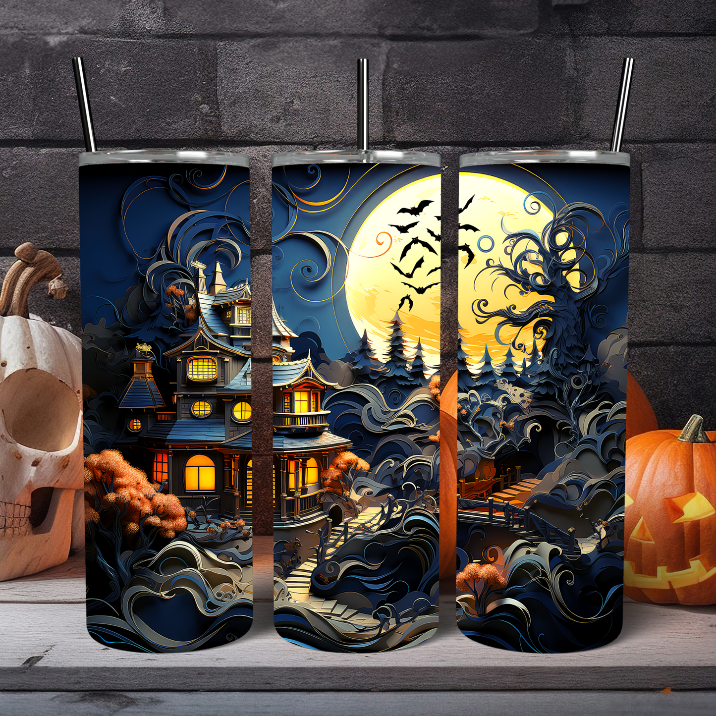 Ready to Use - Tumbler Wraps - Vinyl or Sublimation - Halloween - TW100859