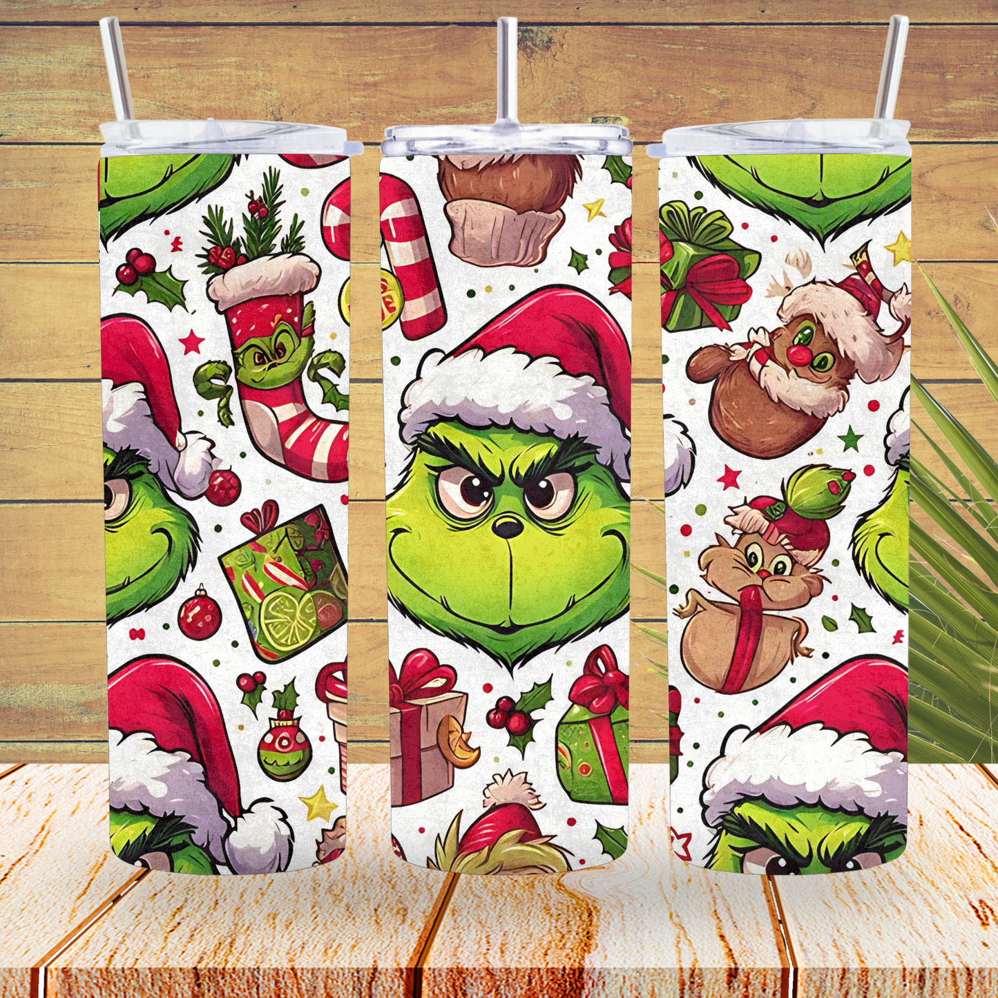 Ready to Use - Sublimation or Vinyl Tumbler Wraps  - 3D Grinch - TW100635