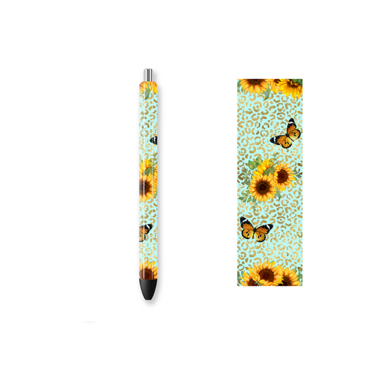 Pen Wrap Vinyl Prints - Butterfly and Sunflower - P100015 - Cutey K Blanks
