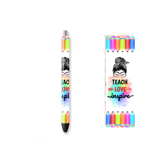 Pen Wrap Vinyl Prints - Teach Love Inspire - P100041 - Cutey K Blanks