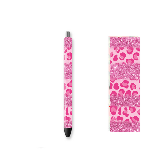 Pen Wrap Vinyl Prints - Pink Leopard Glitter - P100055 - Cutey K Blanks