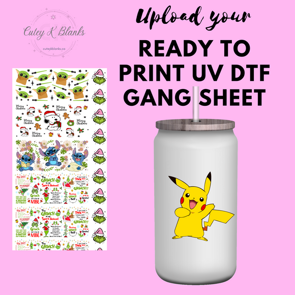 Custom UV DTF Print, Ready to Use Stickers. Upload your ready to print images or gang sheet