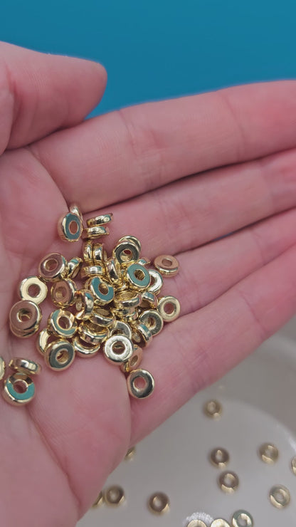 Gold Flat Disk Spacer Beads 5mm Acrylic Beads (100)