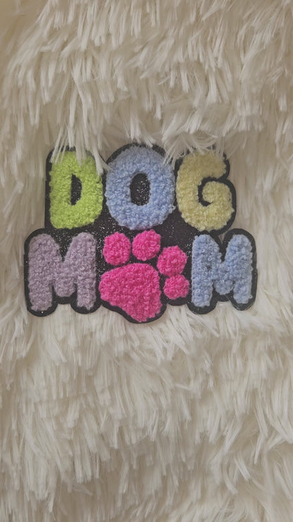 Chenille Iron On Patch: Dog Mom