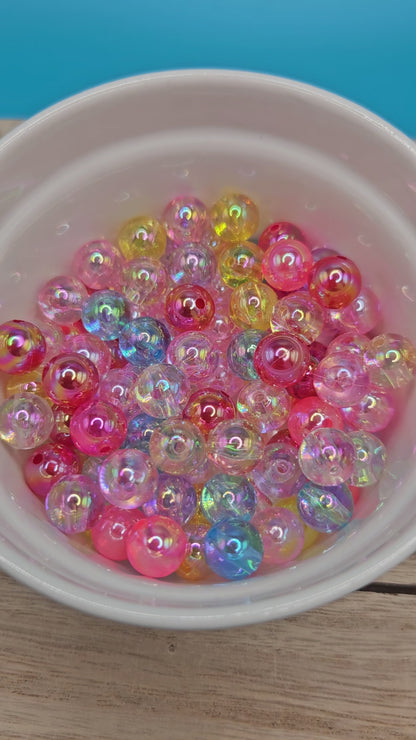 8mm Clear AB 8mm Acrylic Beads (Pack of 100) | Beads for bracelets | Colorful Acrylic Beads