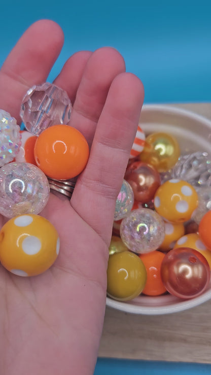 Acrylic Bubble Gum Beads Orange Mix (50)