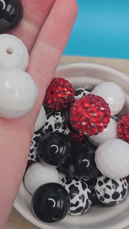 Acrylic Bubble Gum Beads Black Mix (50)