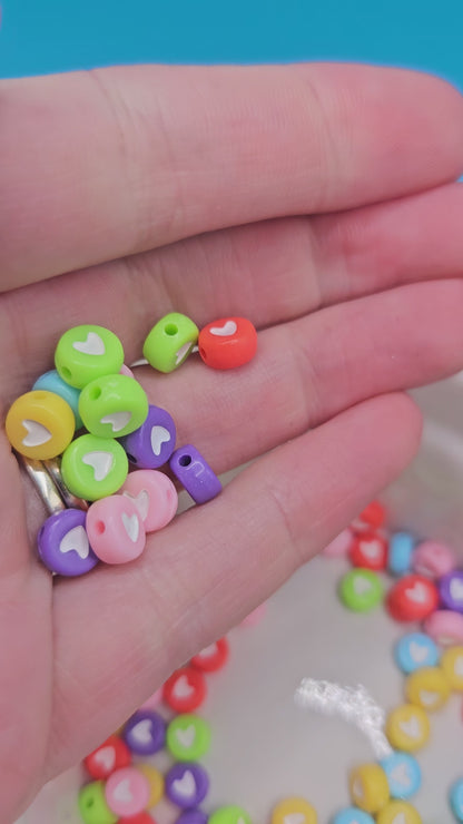 Round Heart Acrylic Beads (100)