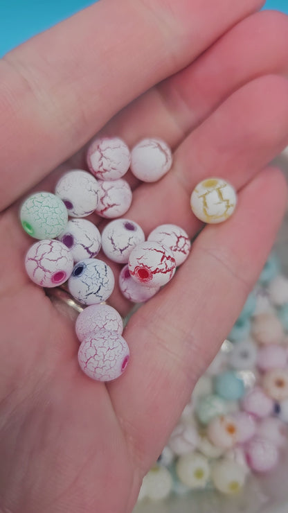 Crackled Paint Acrylic Beads (100)