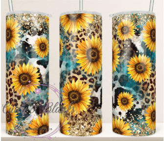Tumbler Wraps  - Sunflowers, Cowhide, Leopard - TW100022 - Cutey K Blanks