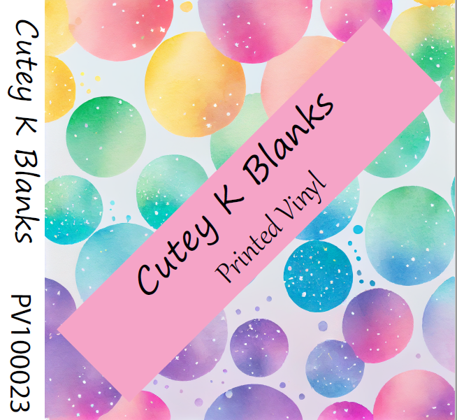 Printed Vinyl and HTV  - Rainbow Watercolour - PV100023 - Cutey K Blanks