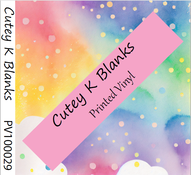 Printed Vinyl and HTV  - Rainbow Watercolour - PV100029 - Cutey K Blanks