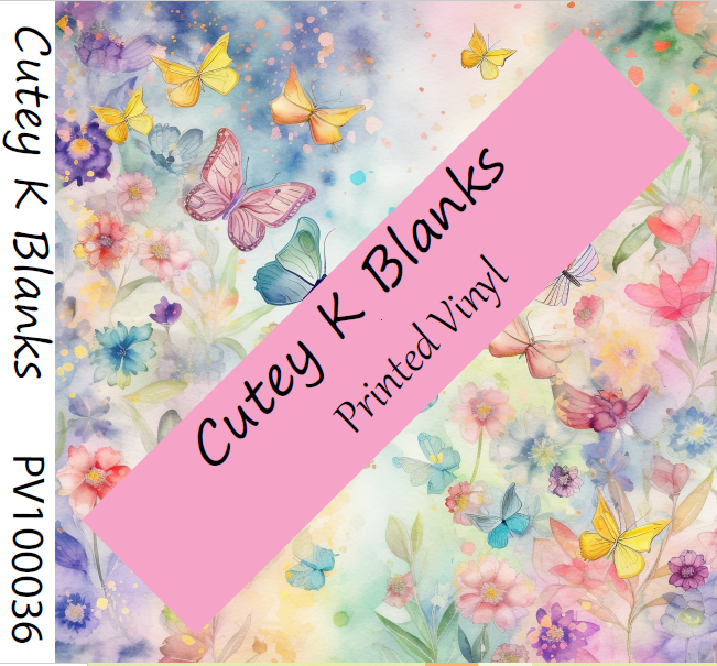Printed Vinyl and HTV  - Whimsical Butterfly - PV100036 - Cutey K Blanks