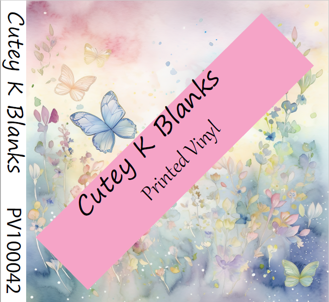 Printed Vinyl and HTV  - Whimsical Butterfly - PV100042 - Cutey K Blanks