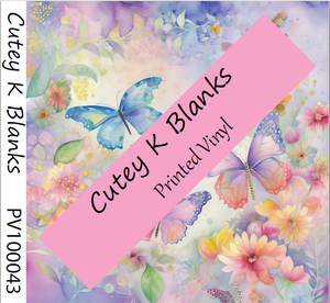 Printed Vinyl and HTV  - Whimsical Butterfly - PV100043 - Cutey K Blanks