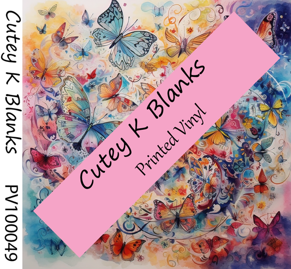 Printed Vinyl and HTV  - Colourful Butterflies - PV100049 - Cutey K Blanks