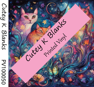 Printed Vinyl and HTV  - Colourful Cats - PV100050 - Cutey K Blanks