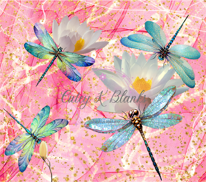 Tumbler Wraps  - Lotus Flower Dragonfly - TW100059 - Cutey K Blanks