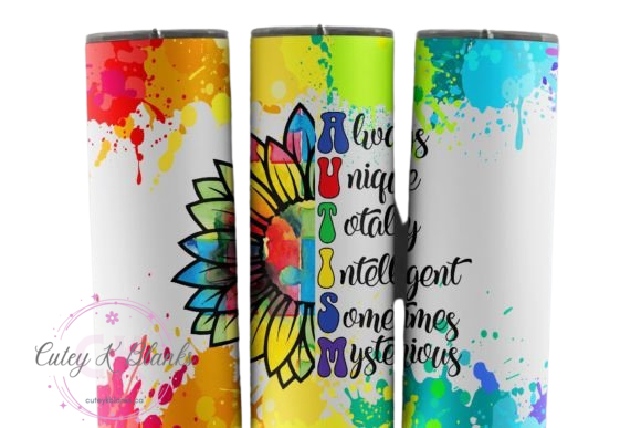 Tumbler Wraps  - Autism Colour Splash - TW100013 - Cutey K Blanks