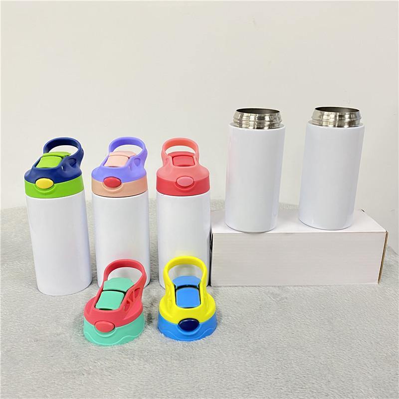 350ml / 12oz Stainless Steel Straight Sublimation Kids Tumbler with Coloured Lid - Cutey K Blanks