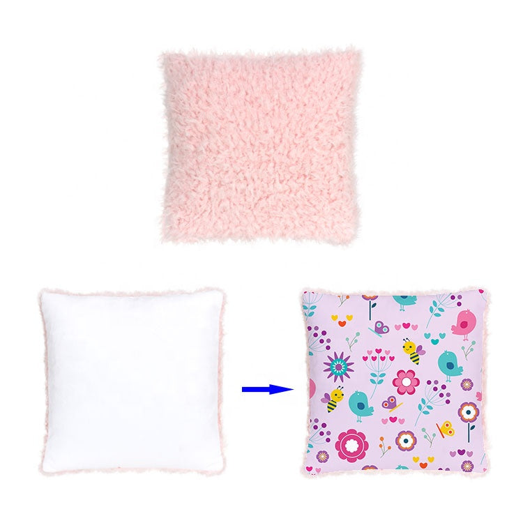 Plush Sublimation Cushion Cover with Pink or Grey Plush - Cutey K Blanks